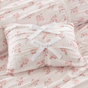 English Elm 3 Piece Twin Comforter Set Ruched Microfiber Floral Shabby Chic Lace Trim Bedding Pink B035P600765