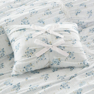 English Elm 3 Piece Twin Comforter Set Ruched Microfiber Floral Shabby Chic Lace Trim Bedding Blue B035P600767