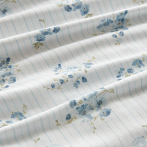 English Elm 3 Piece Twin Comforter Set Ruched Microfiber Floral Shabby Chic Lace Trim Bedding Blue B035P600767