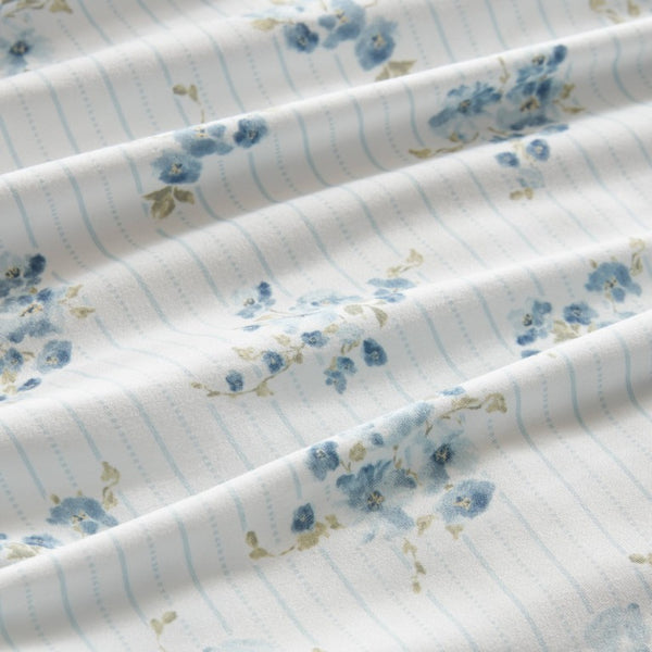 English Elm 3 Piece Twin Comforter Set Ruched Microfiber Floral Shabby Chic Lace Trim Bedding Blue B035P600767