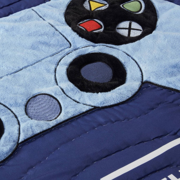 English Elm 3 Piece Gaming Quilt Set Navy Microfiber with Applique and Hand Quilted Stitching Navy Multi B035P600783