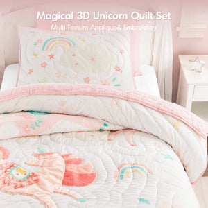 English Elm 3 Piece Gaming Quilt Set Navy Microfiber with Applique and Hand Quilted Stitching Multicolor Pink B035P600785