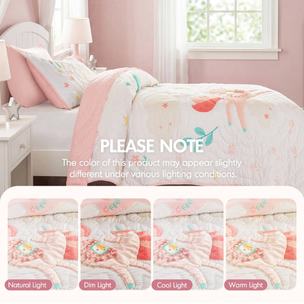 English Elm 3 Piece Gaming Quilt Set Navy Microfiber with Applique and Hand Quilted Stitching Multicolor Pink B035P600785