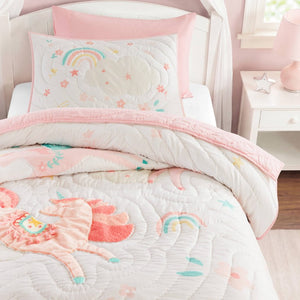 English Elm 3 Piece Gaming Quilt Set Navy Microfiber with Applique and Hand Quilted Stitching Multicolor Pink B035P600785