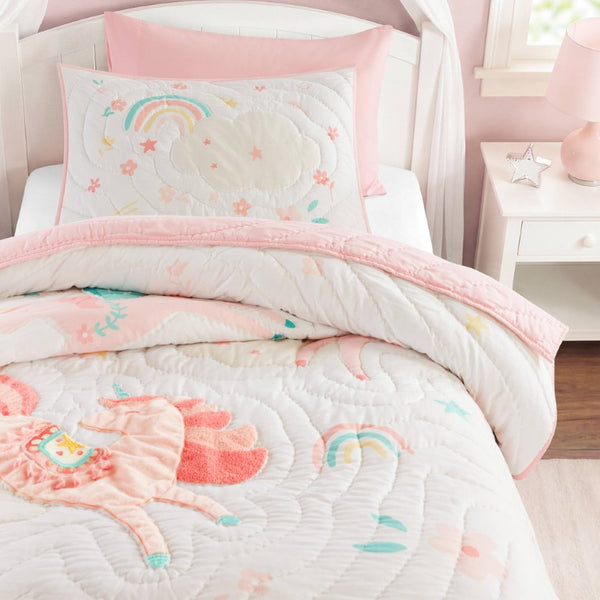 English Elm 3 Piece Gaming Quilt Set Navy Microfiber with Applique and Hand Quilted Stitching Multicolor Pink B035P600785