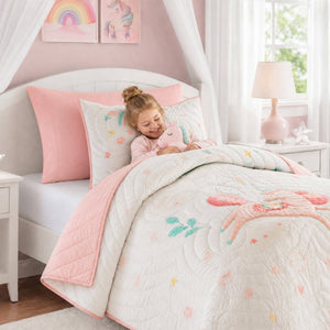 English Elm 3 Piece Gaming Quilt Set Navy Microfiber with Applique and Hand Quilted Stitching Multicolor Pink B035P600785