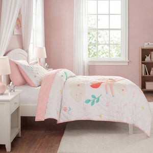 English Elm 3 Piece Gaming Quilt Set Navy Microfiber with Applique and Hand Quilted Stitching Multicolor Pink B035P600785