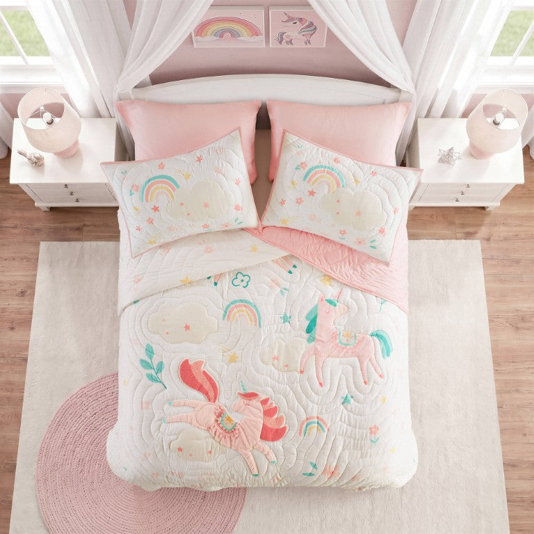 English Elm 5 Piece Gaming Quilt Set Full Queen Microfiber Bedding with Plush Controller Applique Multicolor Pink B035P600786