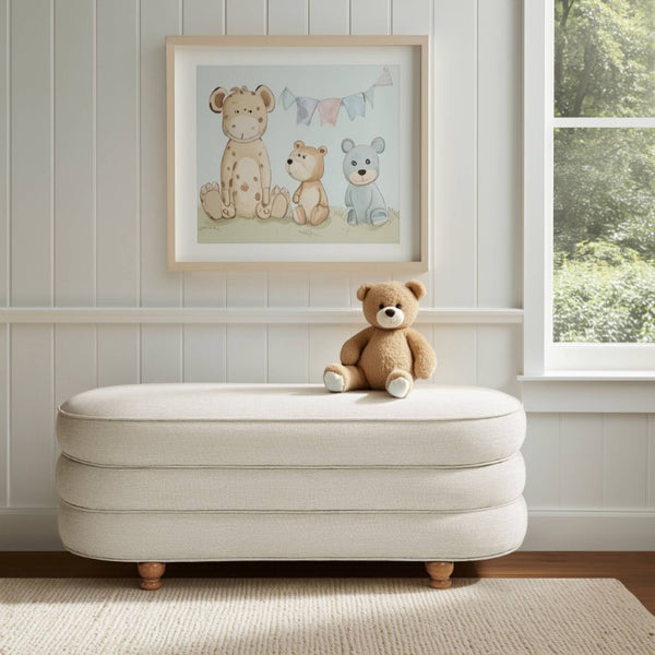 English Elm One Size Channel Tufted Storage Bench with Ball Feet for Bedroom or Entryway B035P600797