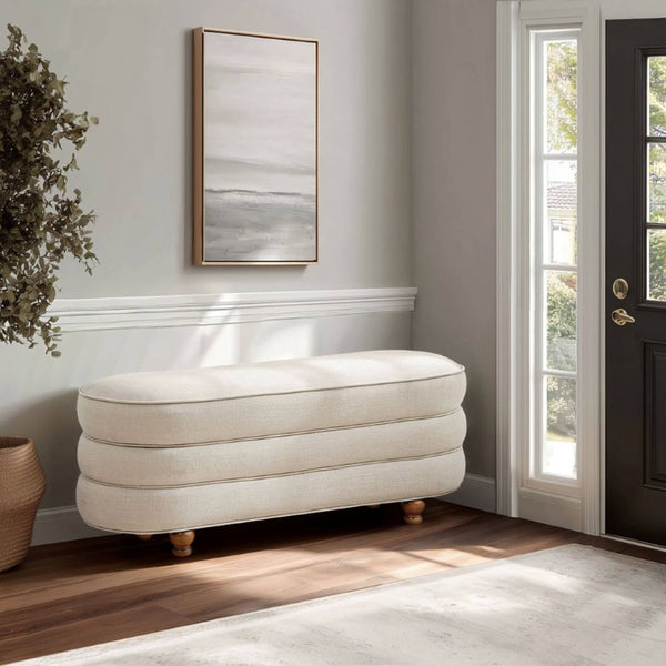 English Elm One Size Channel Tufted Storage Bench with Ball Feet for Bedroom or Entryway B035P600797