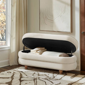 English Elm One Size Channel Tufted Storage Bench with Ball Feet for Bedroom or Entryway B035P600797