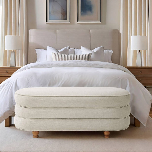 English Elm One Size Channel Tufted Storage Bench with Ball Feet for Bedroom or Entryway B035P600797