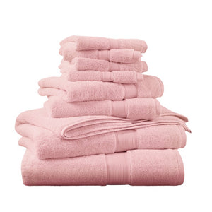 English Elm 8-Piece 800 GSM Long-Staple Cotton Towel Set Plush Absorbent Antimicrobial Bath Linen Pink B035P600836
