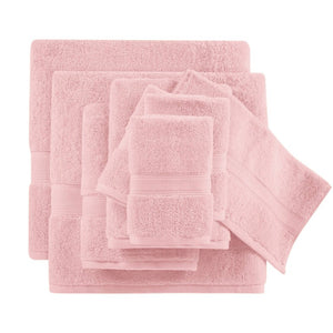English Elm 8-Piece 800 GSM Long-Staple Cotton Towel Set Plush Absorbent Antimicrobial Bath Linen Pink B035P600836