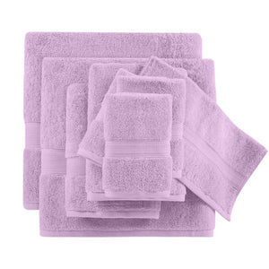English Elm 8-Piece 800 GSM Long-Staple Cotton Towel Set Plush Absorbent Antimicrobial Bath Linen Lilac B035P600837
