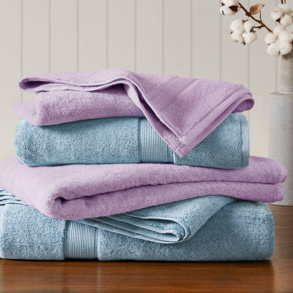English Elm 8-Piece 800 GSM Long-Staple Cotton Towel Set Plush Absorbent Antimicrobial Bath Linen Lilac B035P600837