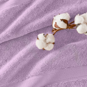 English Elm 8-Piece 800 GSM Long-Staple Cotton Towel Set Plush Absorbent Antimicrobial Bath Linen Lilac B035P600837