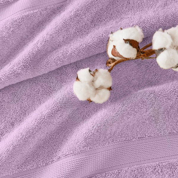 English Elm 8-Piece 800 GSM Long-Staple Cotton Towel Set Plush Absorbent Antimicrobial Bath Linen Lilac B035P600837