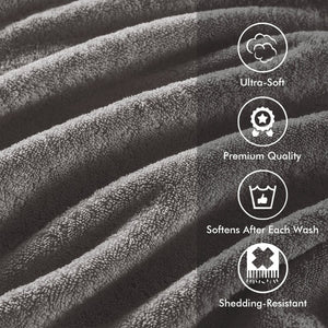 English Elm 8-Piece 800 GSM Long-Staple Cotton Towel Set Plush Absorbent Antimicrobial Bath Linen Charcoal B035P600838