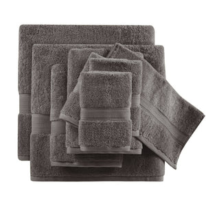 English Elm 8-Piece 800 GSM Long-Staple Cotton Towel Set Plush Absorbent Antimicrobial Bath Linen Charcoal B035P600838