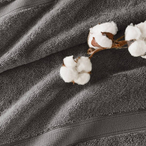 English Elm 8-Piece 800 GSM Long-Staple Cotton Towel Set Plush Absorbent Antimicrobial Bath Linen Charcoal B035P600838
