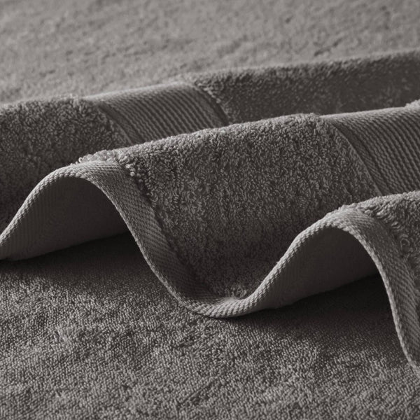 English Elm 8-Piece 800 GSM Long-Staple Cotton Towel Set Plush Absorbent Antimicrobial Bath Linen Charcoal B035P600838