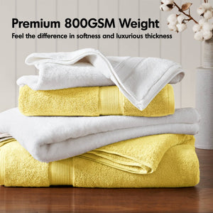 English Elm 8-Piece 800 GSM Long-Staple Cotton Towel Set Plush Absorbent Antimicrobial Bath Linen Marigold Yellow B035P600839