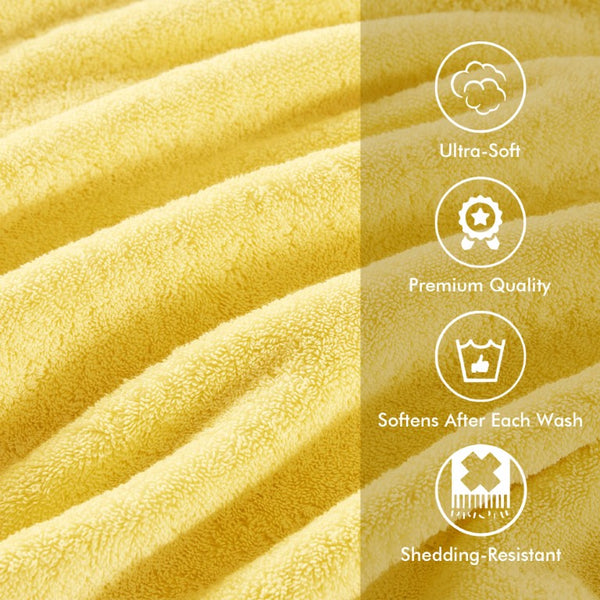 English Elm 8-Piece 800 GSM Long-Staple Cotton Towel Set Plush Absorbent Antimicrobial Bath Linen Marigold Yellow B035P600839
