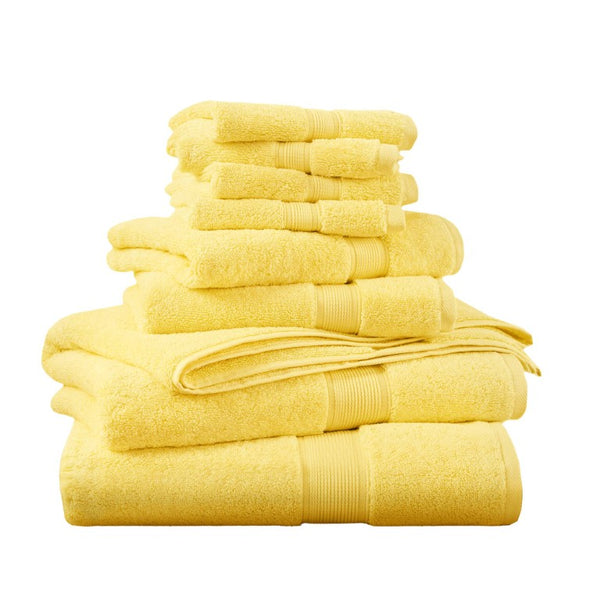 English Elm 8-Piece 800 GSM Long-Staple Cotton Towel Set Plush Absorbent Antimicrobial Bath Linen Marigold Yellow B035P600839