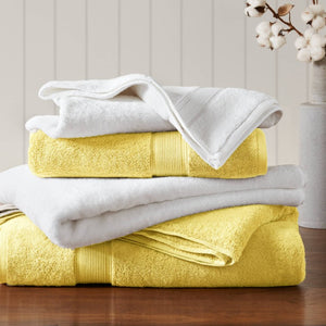 English Elm 8-Piece 800 GSM Long-Staple Cotton Towel Set Plush Absorbent Antimicrobial Bath Linen Marigold Yellow B035P600839