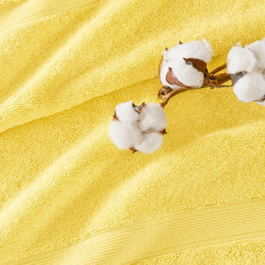 English Elm 8-Piece 800 GSM Long-Staple Cotton Towel Set Plush Absorbent Antimicrobial Bath Linen Marigold Yellow B035P600839