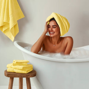 English Elm 8-Piece 800 GSM Long-Staple Cotton Towel Set Plush Absorbent Antimicrobial Bath Linen Marigold Yellow B035P600839