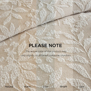 English Elm 3 Piece Queen Botanical Jacquard Comforter Set with Tufted Leaf Texture in Warm Beige B035P600858