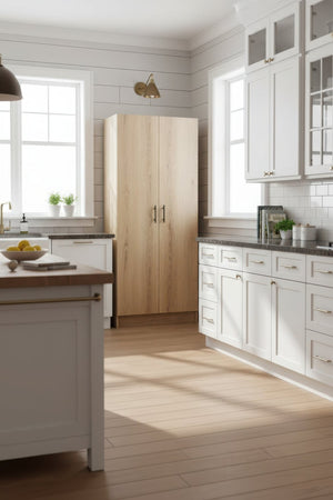 English Elm Modex Tall Melamine Storage Cabinet with Soft Close Doors and Adjustable Shelves B040P474698