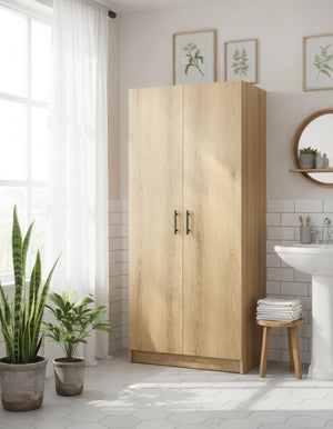 English Elm Modex Tall Melamine Storage Cabinet with Soft Close Doors and Adjustable Shelves B040P474698