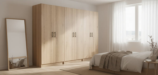 English Elm Modex Tall Melamine Storage Cabinet with Soft Close Doors and Adjustable Shelves B040P474698