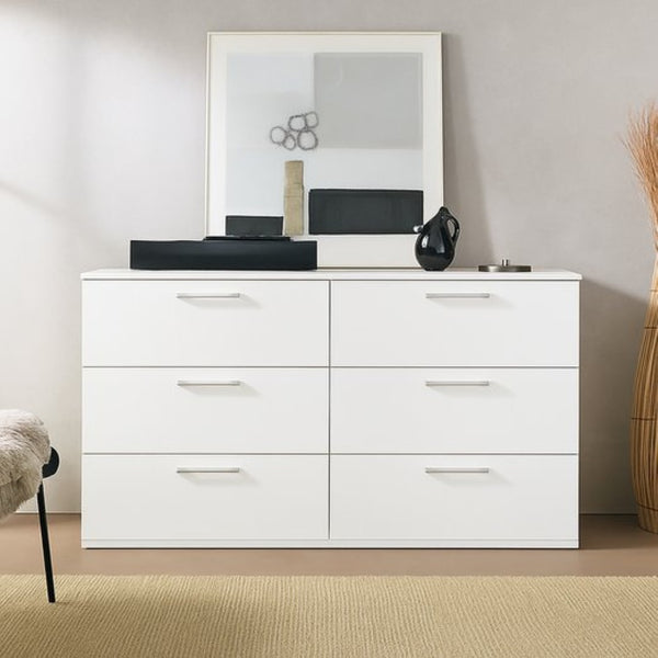 English Elm Morgan Modular White Three Drawer Jumbo Chest for Bedroom Closet Expandable Storage B040S00087