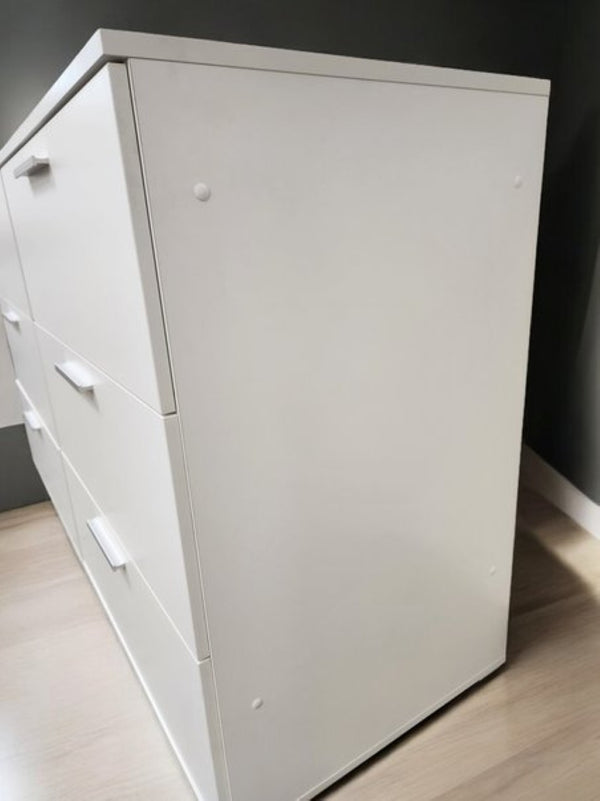 English Elm Morgan Modular White Three Drawer Jumbo Chest for Bedroom Closet Expandable Storage B040S00087