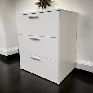 English Elm Morgan Modular White Three Drawer Jumbo Chest for Bedroom Closet Expandable Storage B040S00087