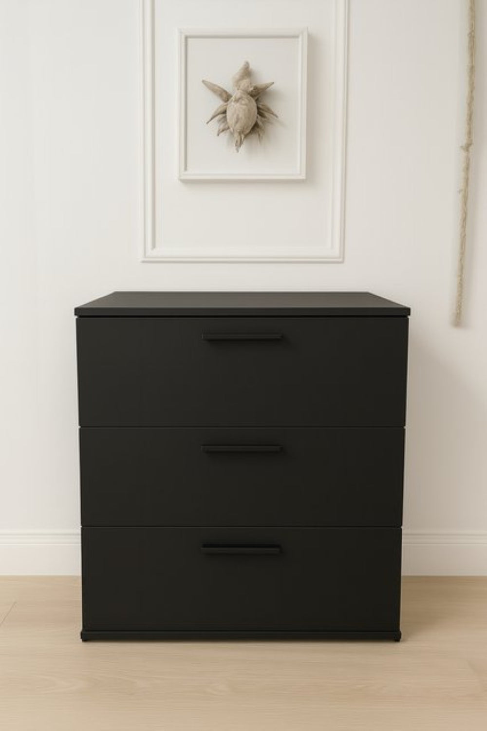 English Elm Morgan Modular Jumbo Three Drawer Chest Matte Black Melamine Wood Bedroom Storage B040S00130