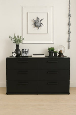 English Elm Morgan Modular Jumbo Three Drawer Chest Matte Black Melamine Wood Bedroom Storage B040S00130