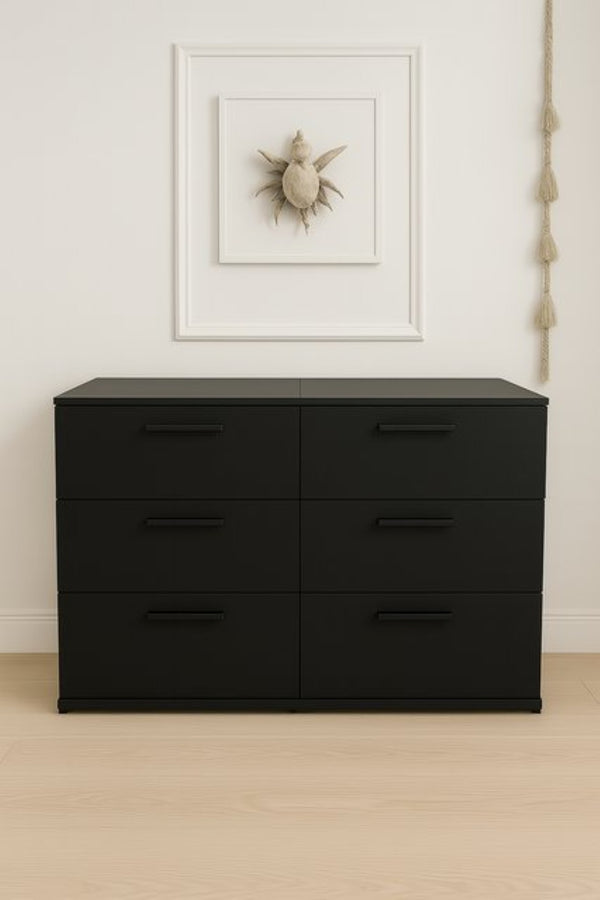 English Elm Morgan Modular Jumbo Three Drawer Chest Matte Black Melamine Wood Bedroom Storage B040S00130