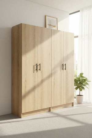 English Elm Modex Melamine Two Piece Tall Storage Cabinet Set with Soft Close Doors for Any Room B040S00166