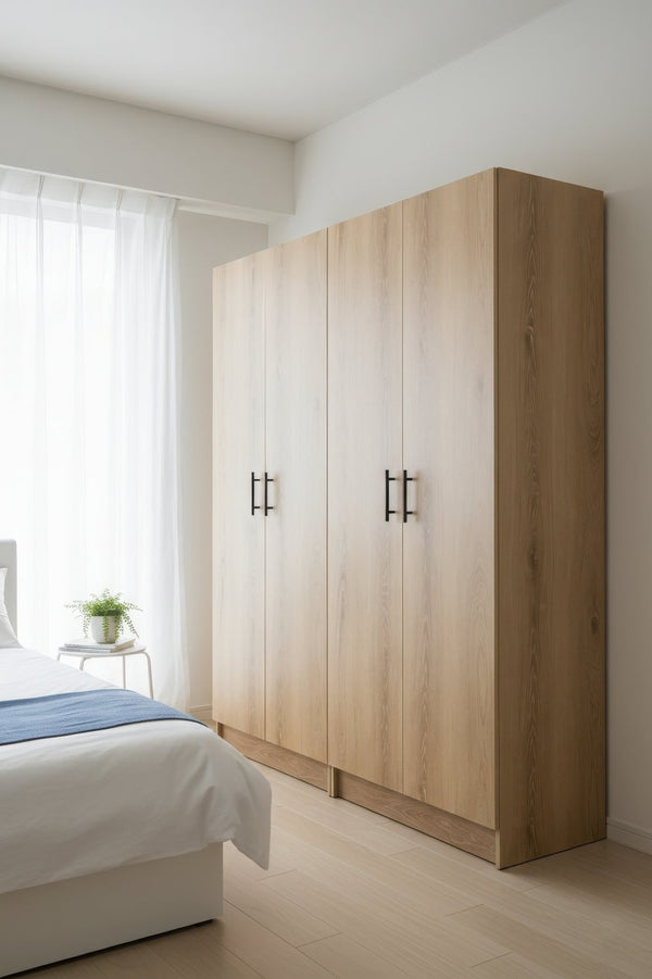 English Elm Modex Melamine Two Piece Tall Storage Cabinet Set with Soft Close Doors for Any Room B040S00166