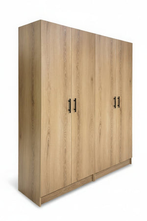 English Elm Modex Melamine Two Piece Tall Storage Cabinet Set with Soft Close Doors for Any Room B040S00166