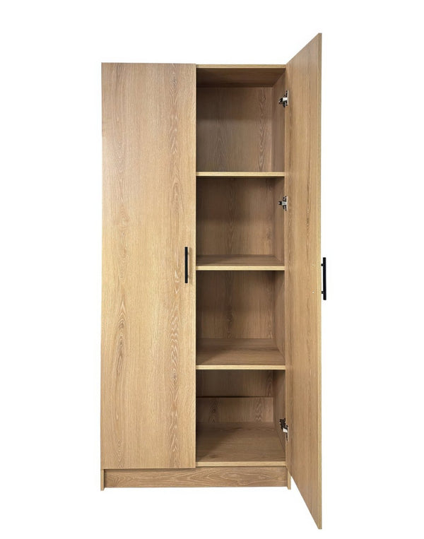 English Elm Modex Melamine Two Piece Tall Storage Cabinet Set with Soft Close Doors for Any Room B040S00166