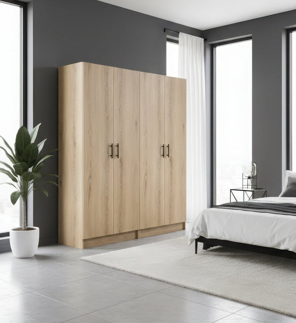 English Elm Modex Melamine Two Piece Tall Storage Cabinet Set with Soft Close Doors for Any Room B040S00166