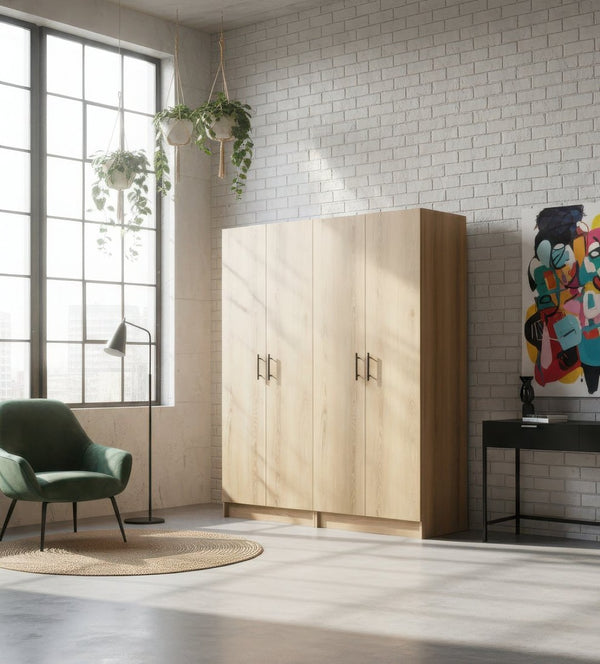 English Elm Modex Melamine Two Piece Tall Storage Cabinet Set with Soft Close Doors for Any Room B040S00166