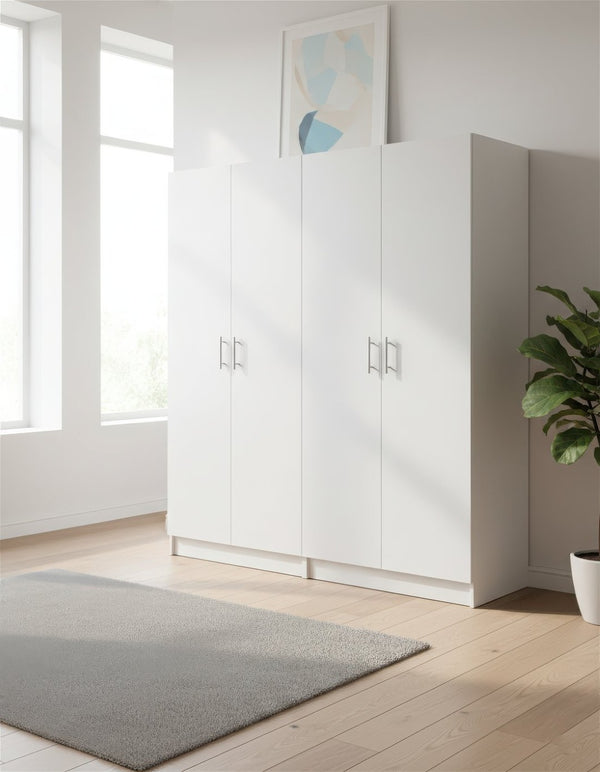English Elm Modex Slim White Melamine Soft Close Cabinet Set for Garage Office or Pantry B040S00167