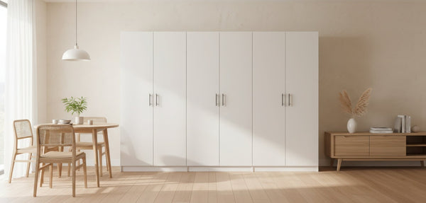 English Elm Modex Three Piece Tall Melamine Storage Cabinet Set for Garage Office or Kitchen B040S00169
